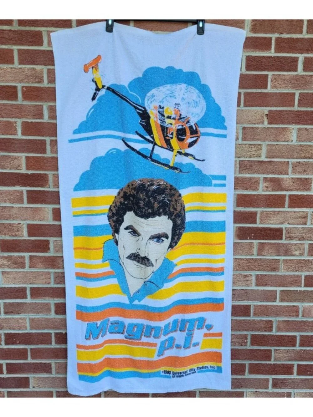 Vintage 1980 Magnum P.I. Beach Towel Tom Selleck Universal City Studios, Inc.